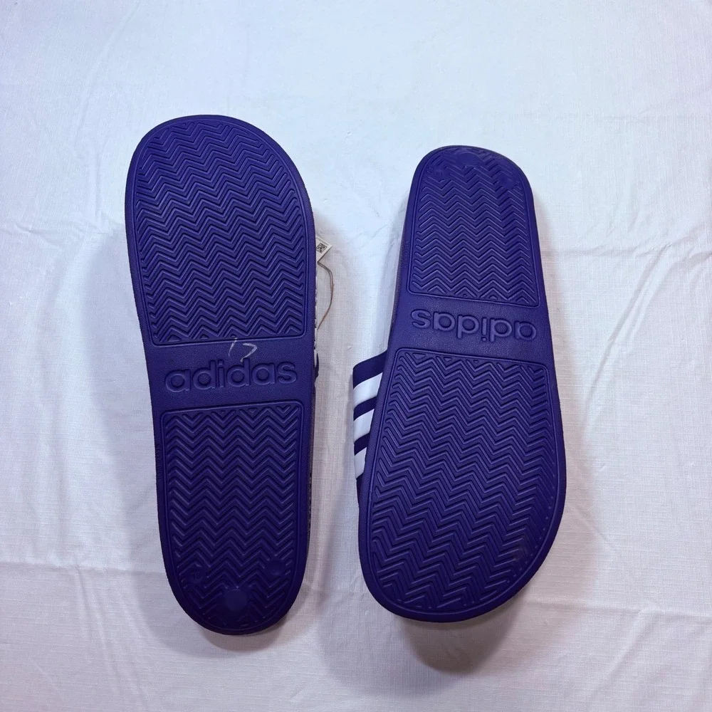 Adidas Adilette Shower Slides Mens 18 Purple White Striped Sandals GW1051